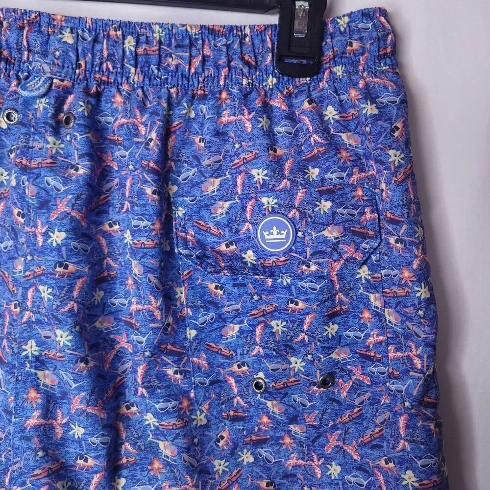 Peter Millar Swim Trunks Mens Large Blue Magnum PI Tropical Oahu